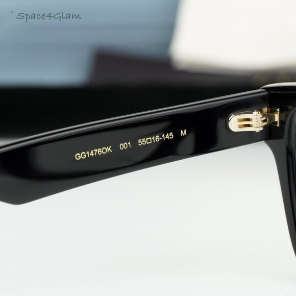 BRAND NEW Gucci GG1476OK 001 Black Rectangle Women Eyeglasses GG 1476OK